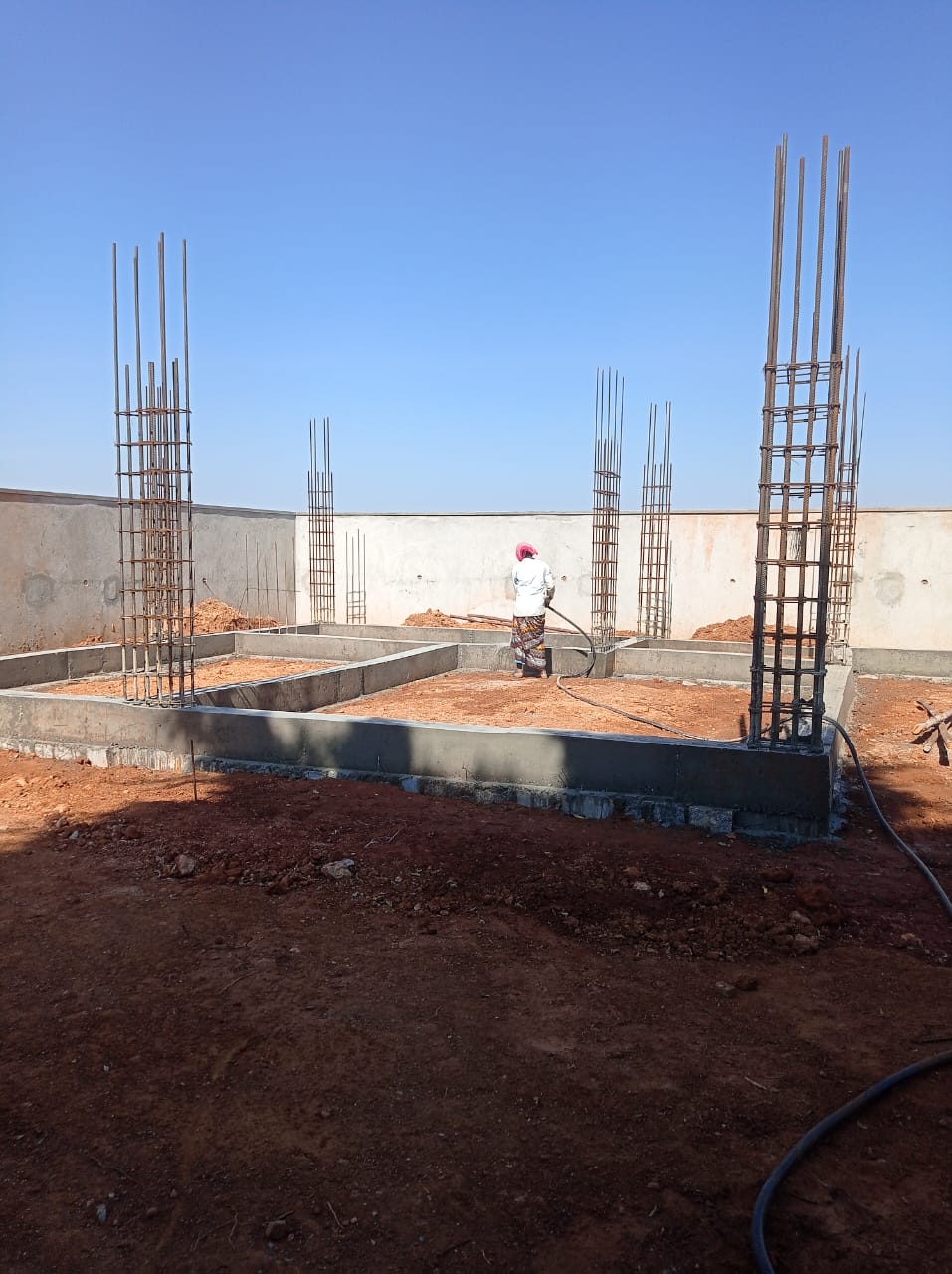 RCC foundation and starter columns at Redsoul Villa