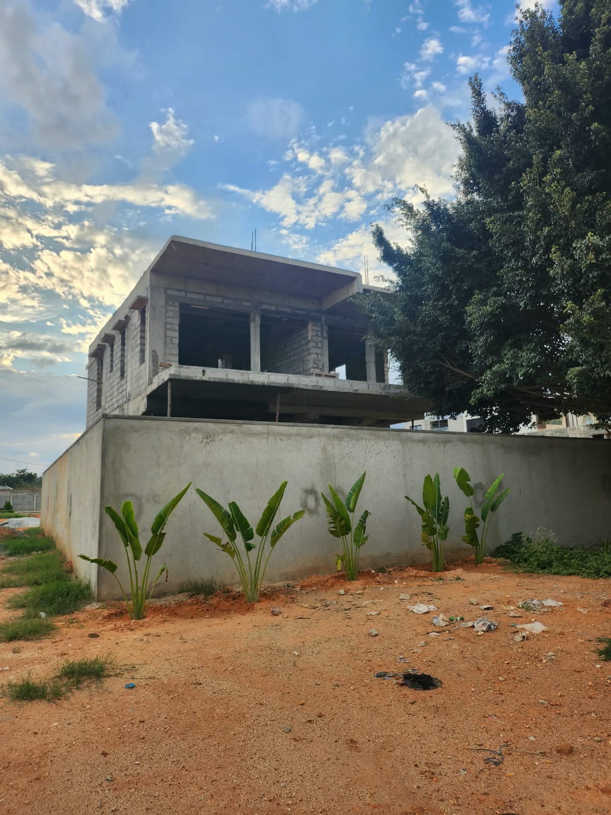 Latest side elevation of Redsoul Villa during blockwork construction