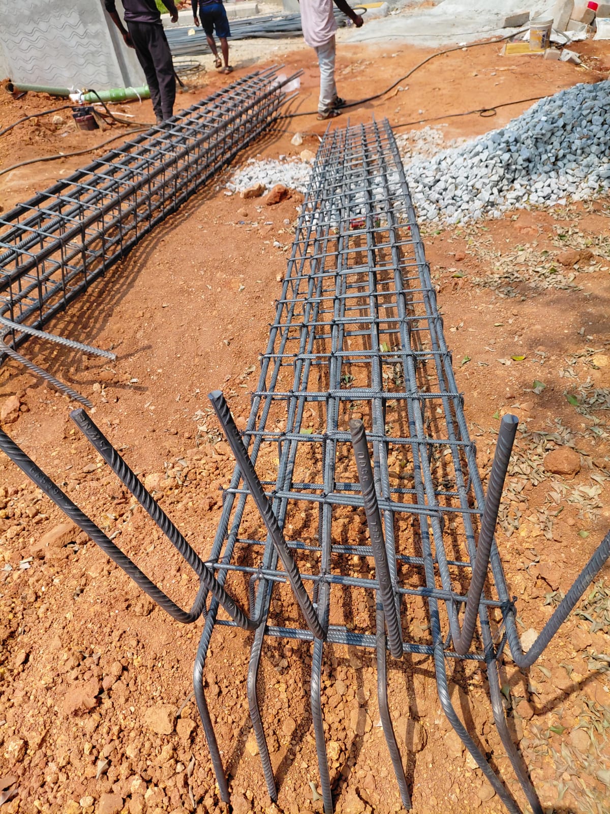 Detailed reinforcement prepared for inspection before installation