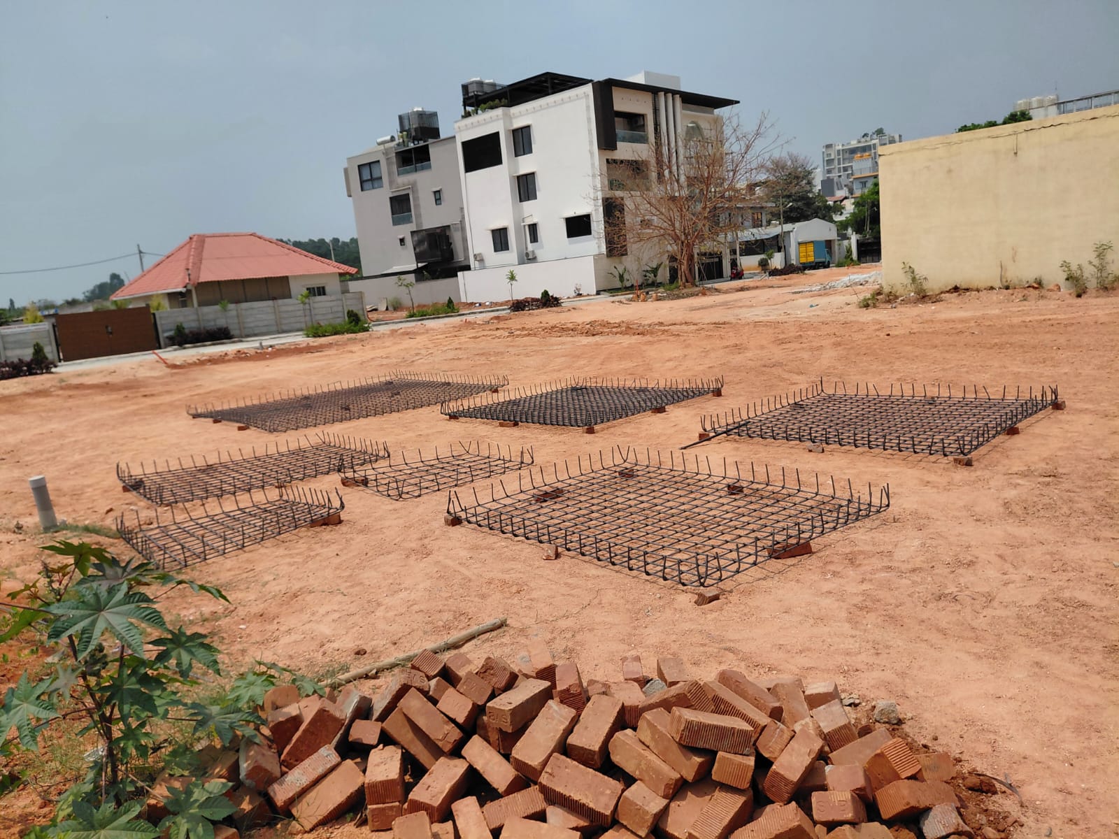 Reinforcement cages prepared for Redsoul Villa foundations