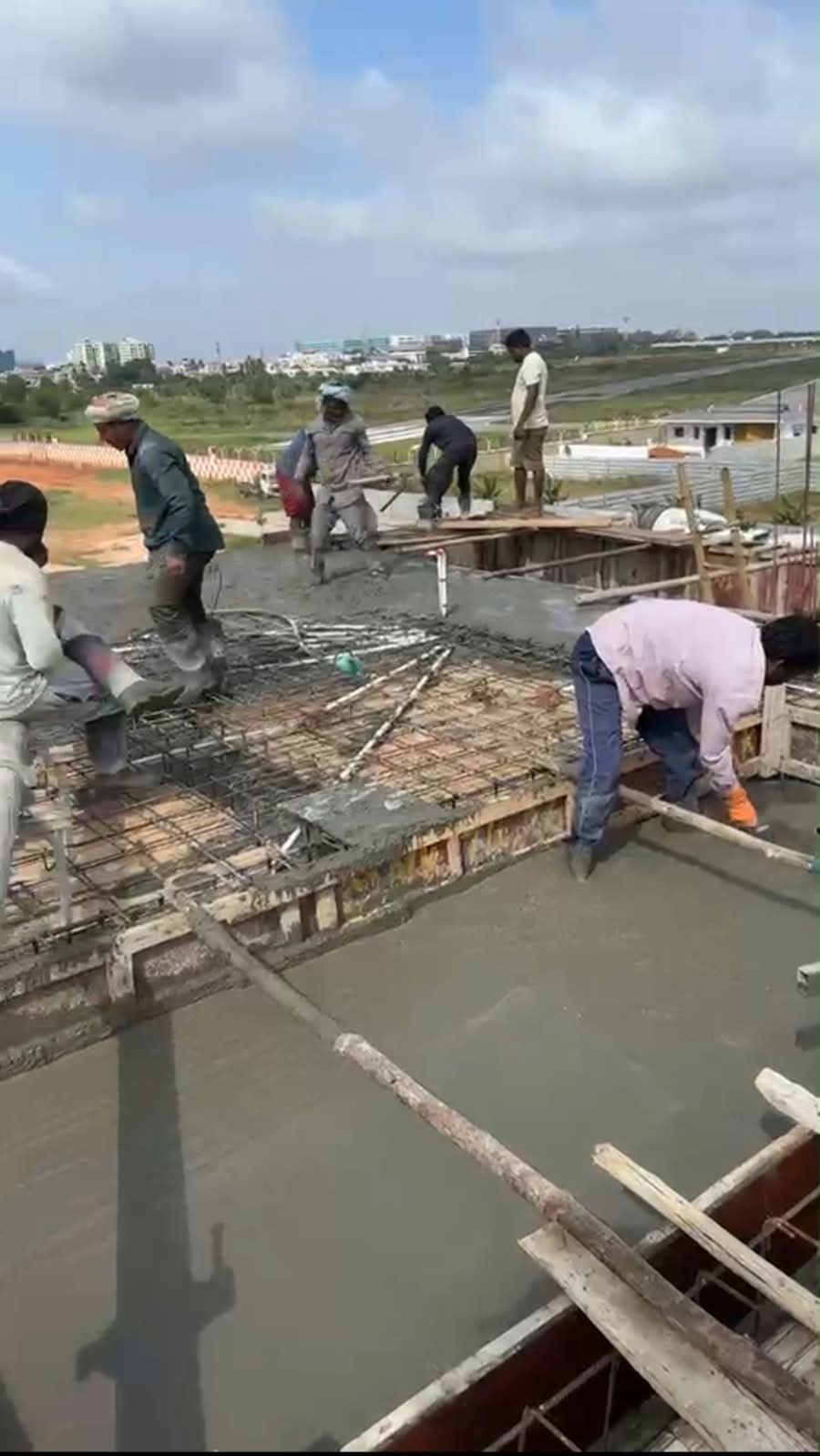 RCC slab concreting work underway at Redsoul Villa