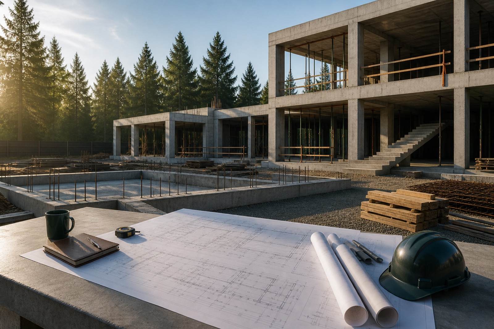 Construction planning and coordinated execution — illustrative image