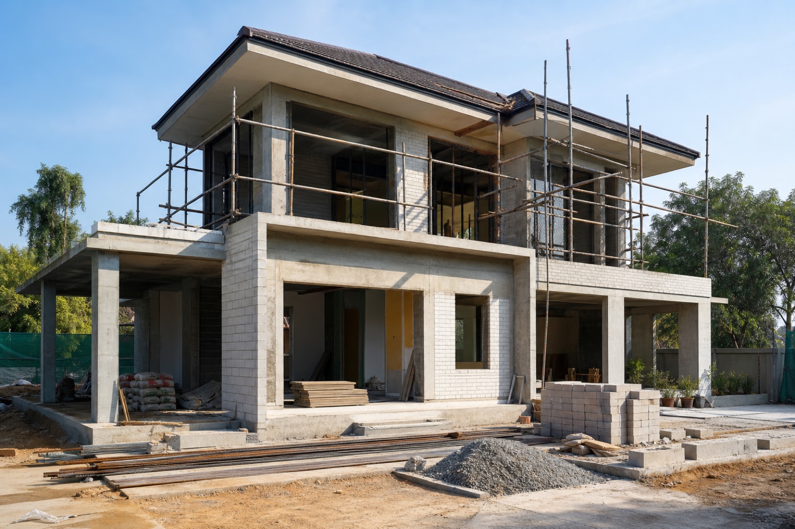 Villa construction and site execution — illustrative image